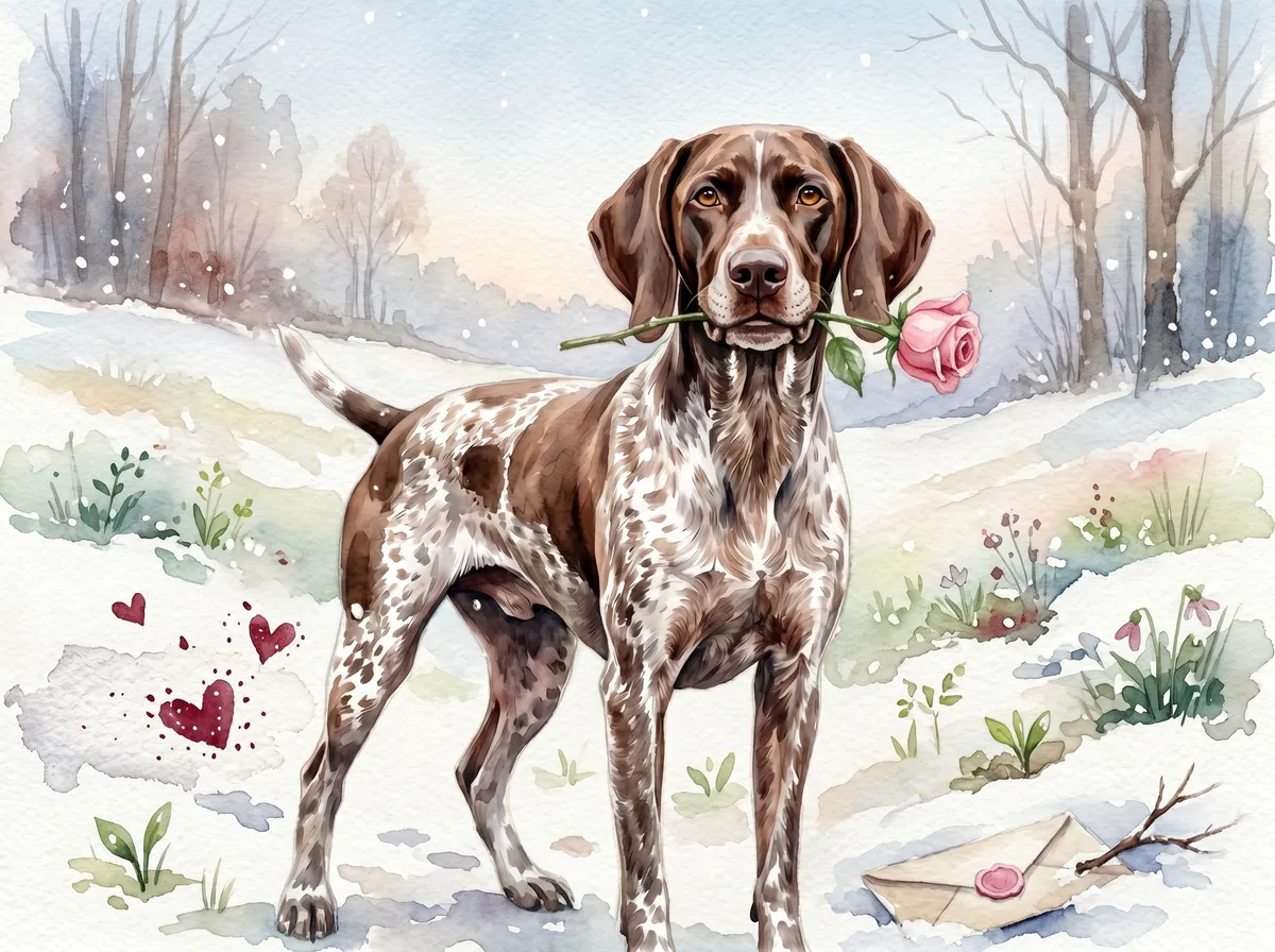 German Shorthaired Pointer watercolor calendar month 2